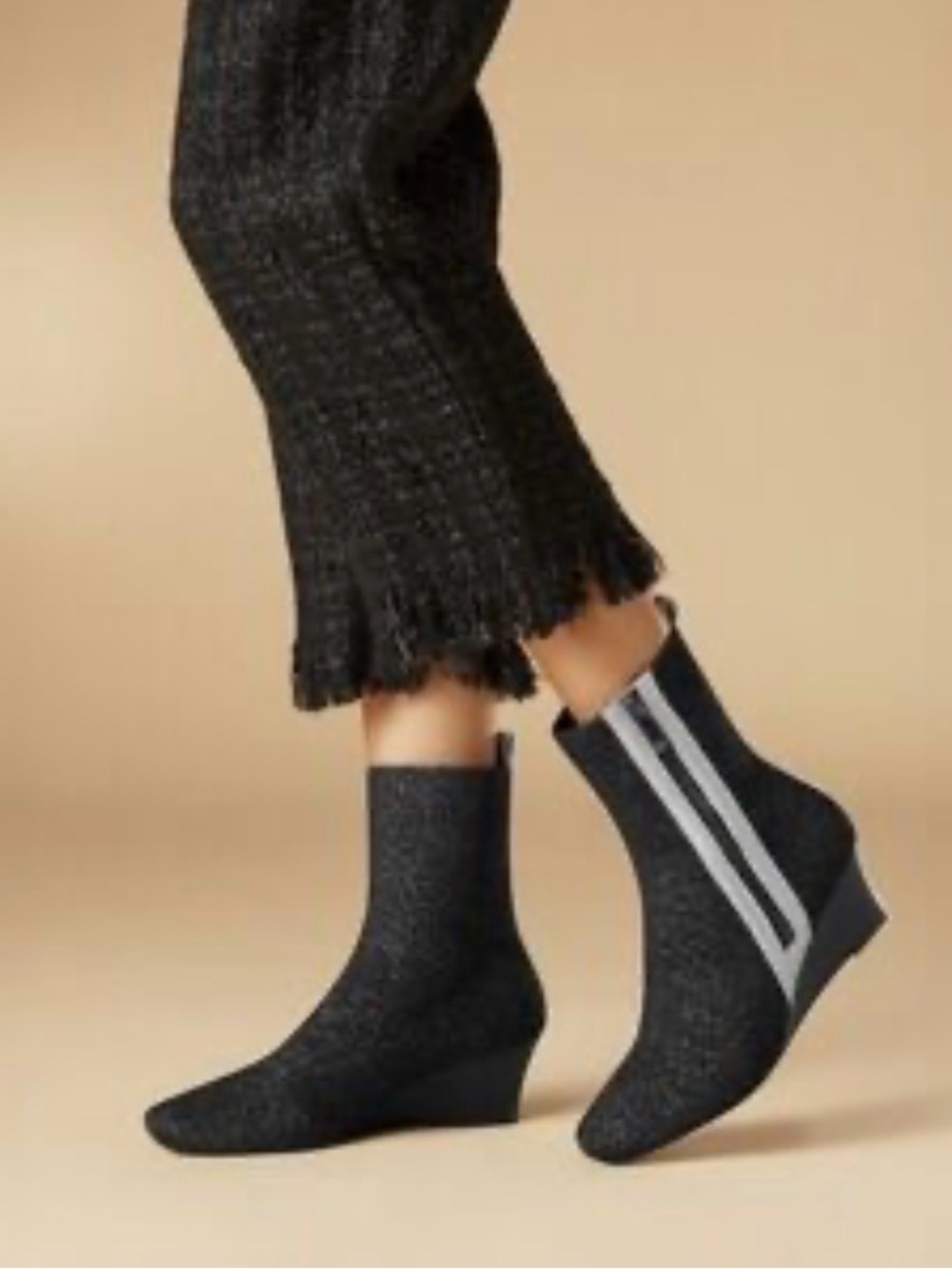 Vivaia Tamia Square Toe Wedge Sparkle Waterproof Ankle Boots